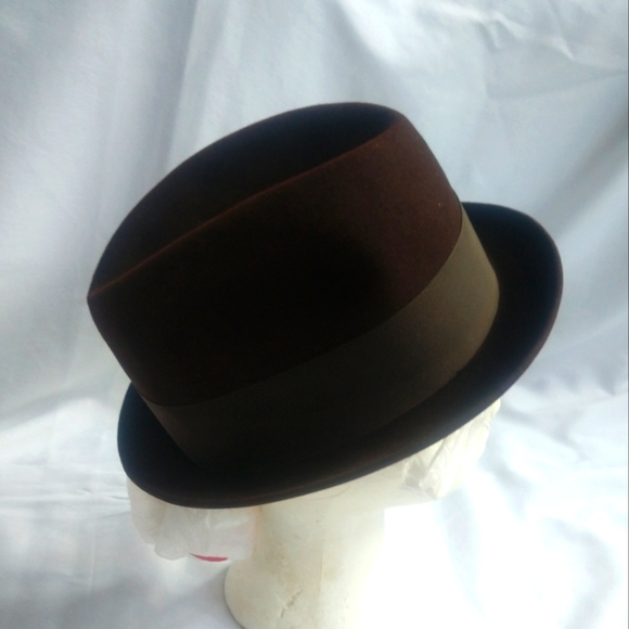 Vintage Dobbs Fifth Avenue Wool Brown Bowtie Feather Fedora Hat w/ Box - Picture 2 of 15